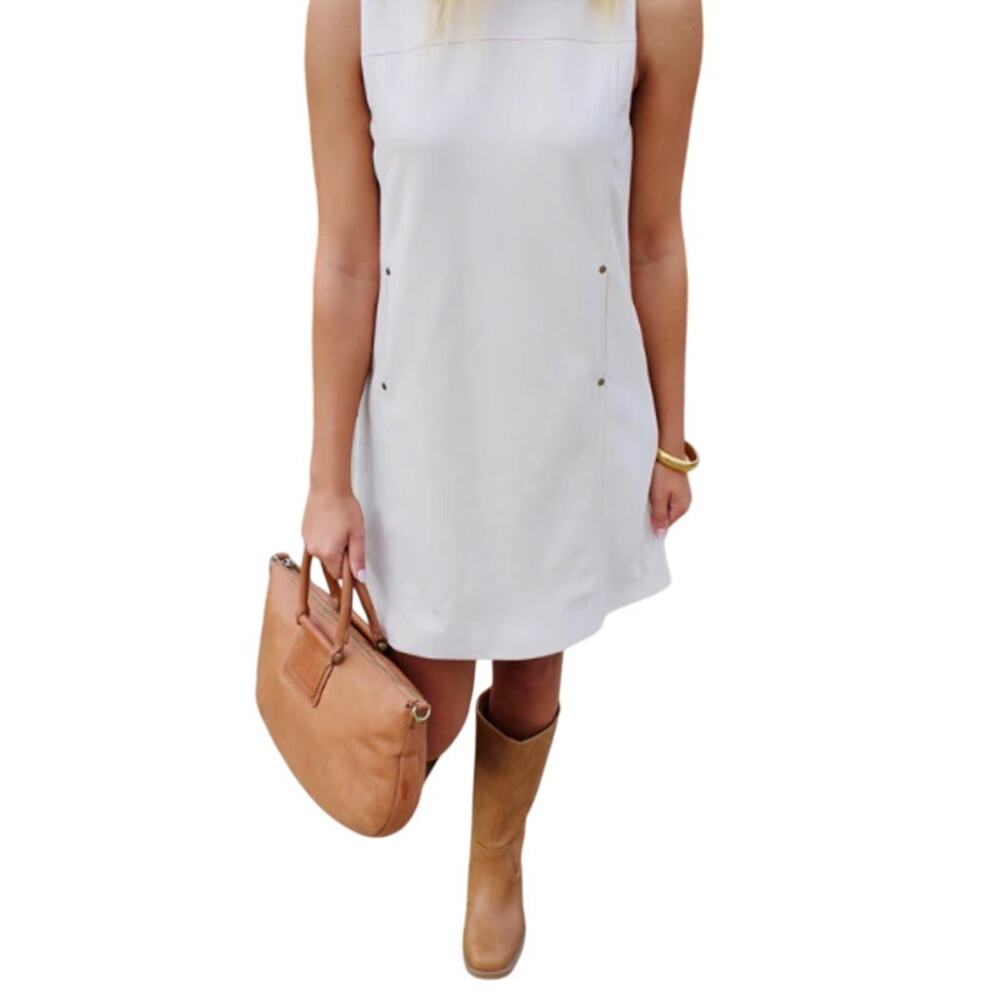 THML Faux Suede Cream Sleeveless Dress